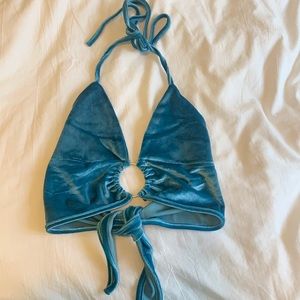 Blue velour halter top